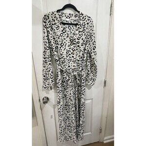 Urban Daisy Women's Black Floral Polka Dot Long Sleeve One Peace Dress Size L